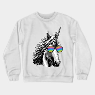 Cool unicorn with rainbow sunglasses Crewneck Sweatshirt